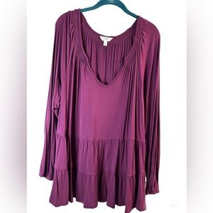 Women’s Terra & Sky Super Soft Purple-Plum Top. Size 1X  16w-18w